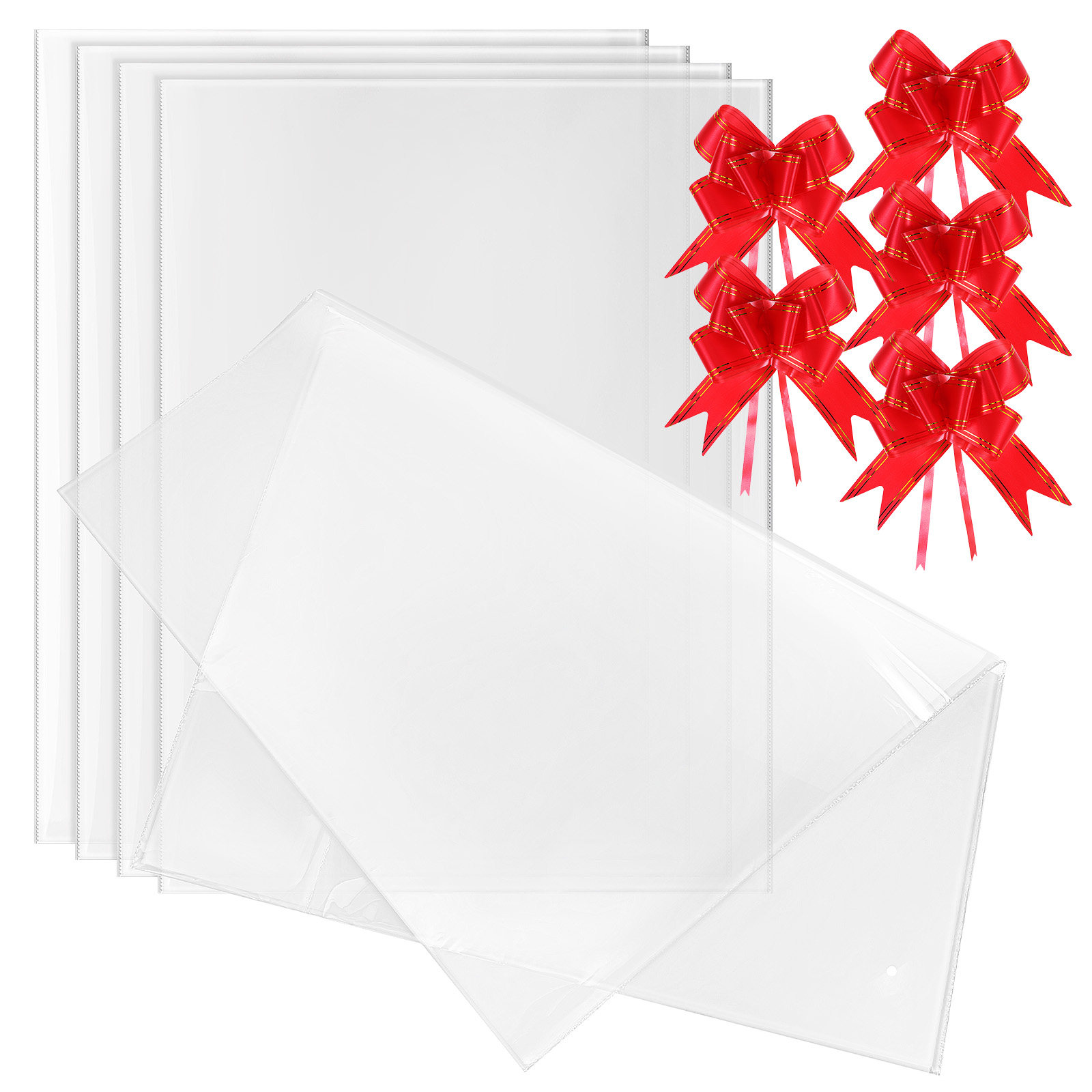 Cellophane Wrap Clear - 5 sacchetti di cellophane extra grandi,